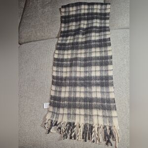 J Crew Wool Plaid Fringe Scarf